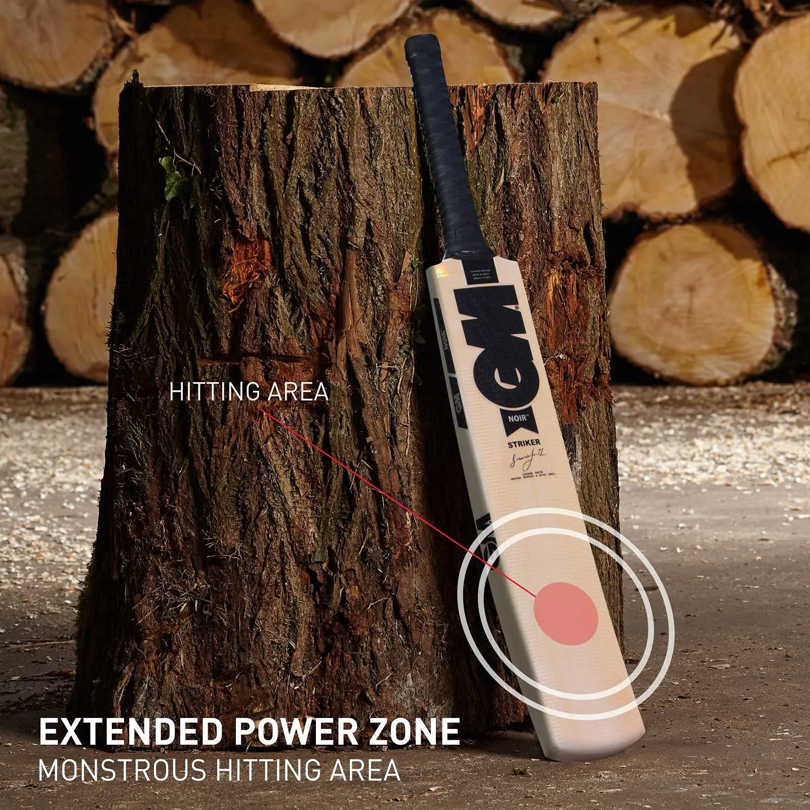 Noir Striker Kashmir Willow Cricket Bat with Cross weave Tape on the Face | Full Size | Light Weight | Free Cover|